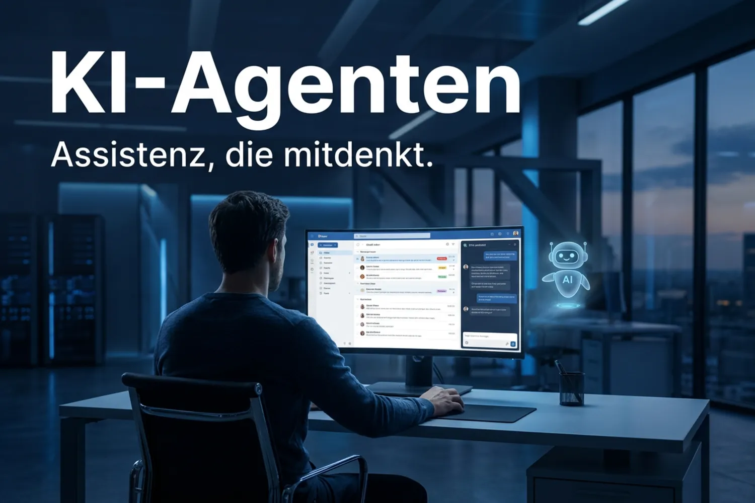 KI-Assistent bearbeitet E-Mails und Aufgaben im Unternehmen