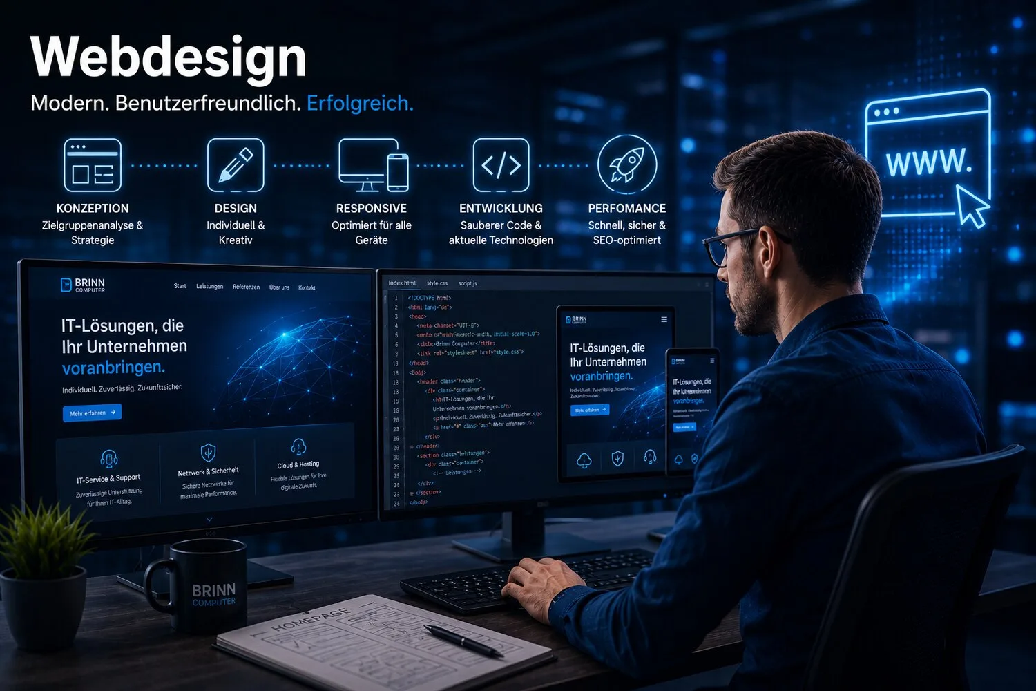 Modernes, responsives Webdesign für Unternehmensseiten