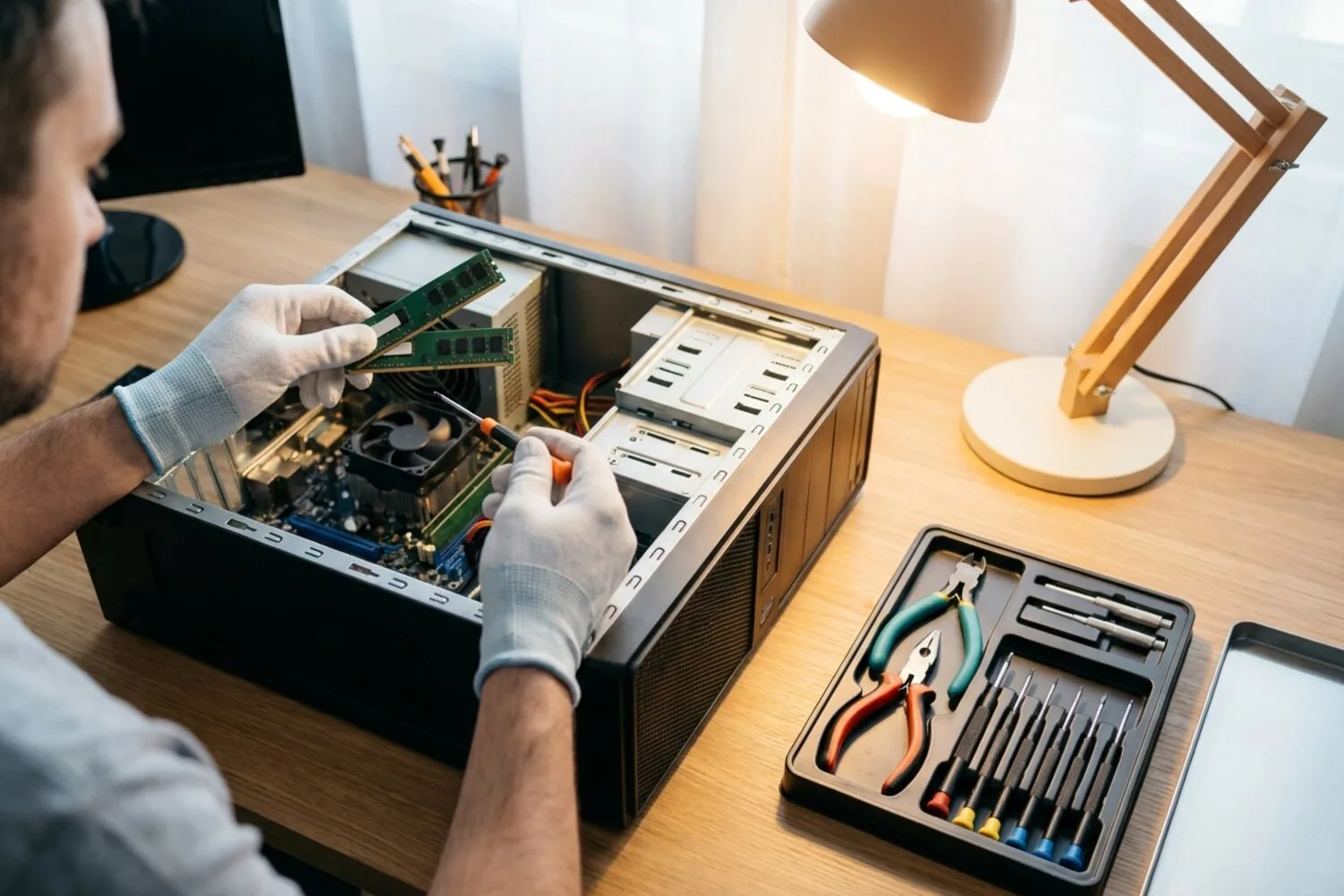 PC-Reparatur und Aufrüstung in der Werkstatt