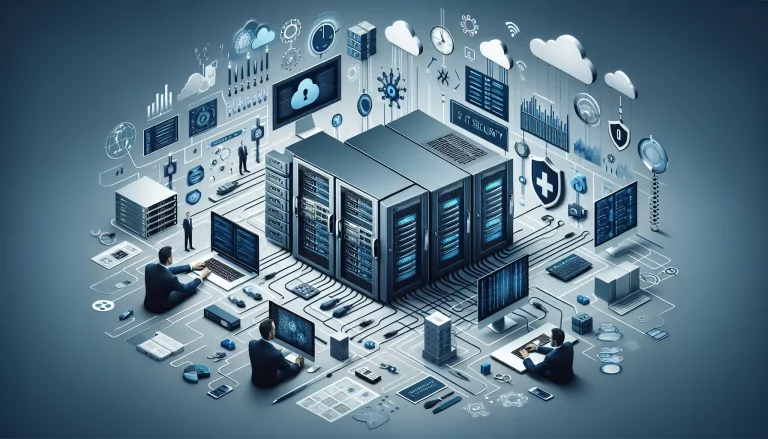 Datenzentrum mit Technologie-Elementen